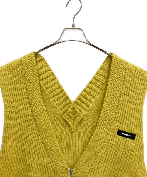 SYU.HOMME/FEMM（シュウオムフェム）SYU.HOMME/FEMM (シュウオムフェム) Double V-neck Lamb's wool vest/ジップアップニットベスト イエロー サイズ:1の古着・服飾アイテム