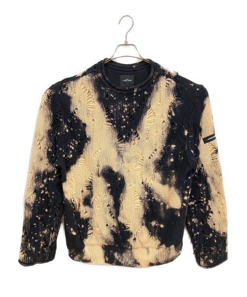 SYU.HOMME/FEMM（シュウオムフェム）SYU.HOMME/FEMM (シュウオムフェム) FIRE WORKS PULLOVER SWEATER ベージュ×ブラック サイズ:1の古着・服飾アイテム