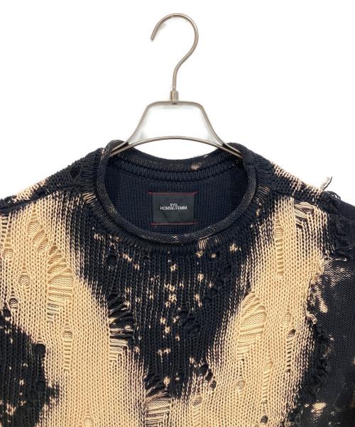 SYU.HOMME/FEMM（シュウオムフェム）SYU.HOMME/FEMM (シュウオムフェム) FIRE WORKS PULLOVER SWEATER ベージュ×ブラック サイズ:1の古着・服飾アイテム
