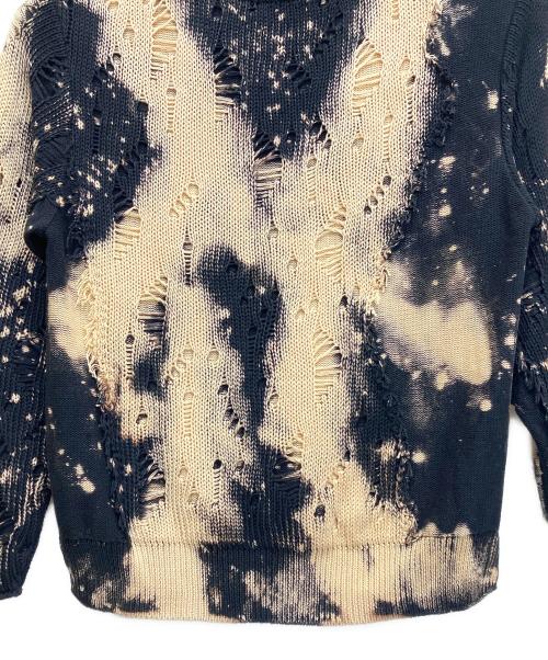 SYU.HOMME/FEMM（シュウオムフェム）SYU.HOMME/FEMM (シュウオムフェム) FIRE WORKS PULLOVER SWEATER ベージュ×ブラック サイズ:1の古着・服飾アイテム