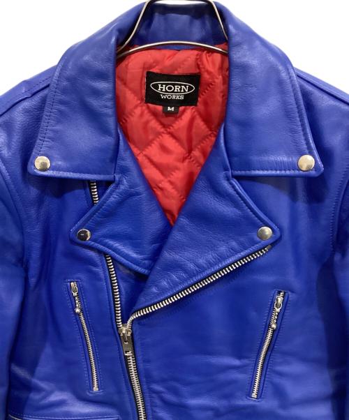 HORN WORKS（ホーンワークス）HORN WORKS (ホーンワークス) ダブル レザーライダースジャケット ブルー サイズ:Mの古着・服飾アイテム