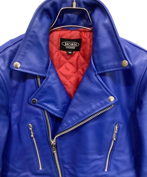 HORN WORKS（ホーンワークス）HORN WORKS (ホーンワークス) ダブル レザーライダースジャケット ブルー サイズ:Mの古着・服飾アイテム