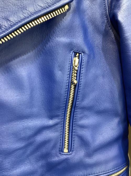 HORN WORKS（ホーンワークス）HORN WORKS (ホーンワークス) ダブル レザーライダースジャケット ブルー サイズ:Mの古着・服飾アイテム