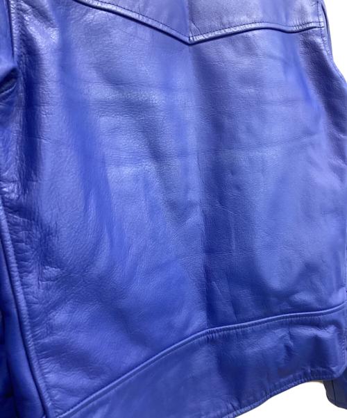 HORN WORKS（ホーンワークス）HORN WORKS (ホーンワークス) ダブル レザーライダースジャケット ブルー サイズ:Mの古着・服飾アイテム