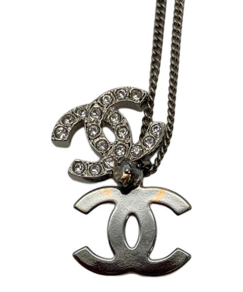 CHANEL（シャネル）CHANEL (シャネル) ダブルココマーク ラインストーン ネックレス シルバーの古着・服飾アイテム