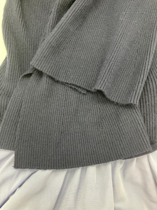 Lily Brown（リリーブラウン）Lily Brown (リリーブラウン) フリルカラーニットコンビワンピース ブルー サイズ:Freeの古着・服飾アイテム