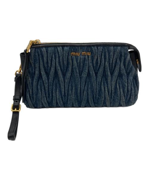 MIU MIU（ミュウミュウ）MIU MIU (ミュウミュウ) マテラッセ デニムレザークラッチバッグ インディゴの古着・服飾アイテム
