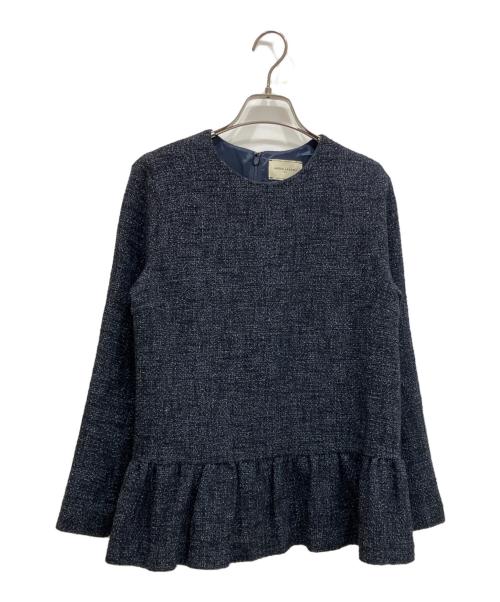 UNITED ARROWS（ユナイテッドアローズ）UNITED ARROWS (ユナイテッドアローズ) ミックスツイード バックペプラムブラウス ネイビー サイズ:36の古着・服飾アイテム
