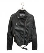 DIESELディーゼル）の古着「コーティングライダースジャケット」｜ブラック