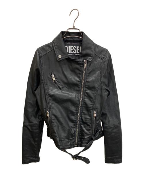 DIESEL（ディーゼル）DIESEL (ディーゼル) コーティングライダースジャケット ブラック サイズ:XSの古着・服飾アイテム