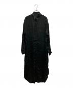 RIM.ARKリムアーク）の古着「Washer satin shirt OP/ワッシャーサテンシャツワンピース」｜ブラック