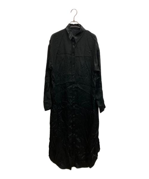 RIM.ARK（リムアーク）RIM.ARK (リムアーク) Washer satin shirt OP/ワッシャーサテンシャツワンピース ブラック サイズ:Mの古着・服飾アイテム