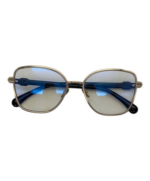 CHANEL（シャネル）CHANEL (シャネル) ココマークチェーンモチーフサングラス ゴールド×ブラック サイズ:55□17 140の古着・服飾アイテム