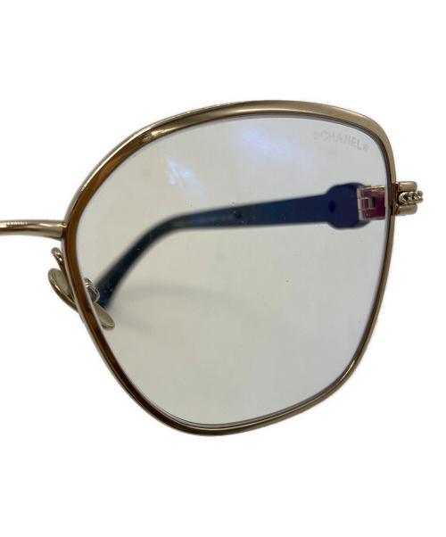 CHANEL（シャネル）CHANEL (シャネル) ココマークチェーンモチーフサングラス ゴールド×ブラック サイズ:55□17 140の古着・服飾アイテム