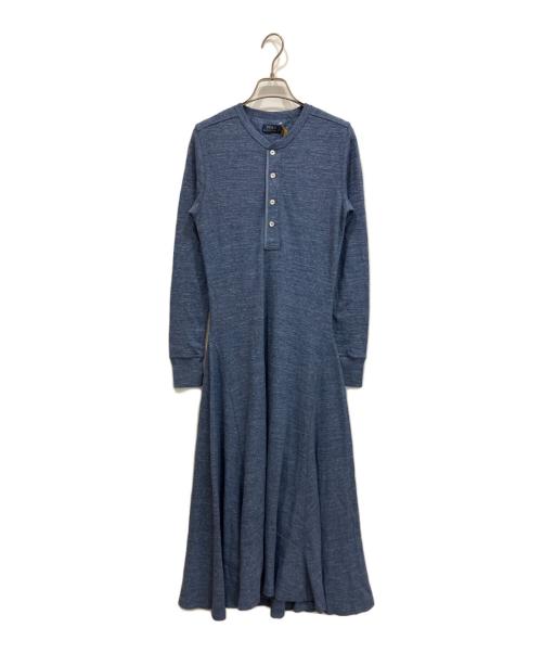 POLO RALPH LAUREN（ポロ・ラルフローレン）POLO RALPH LAUREN (ポロ・ラルフローレン) コットン ヘンリーネック ドレス ワンピース ブルー サイズ:Sの古着・服飾アイテム