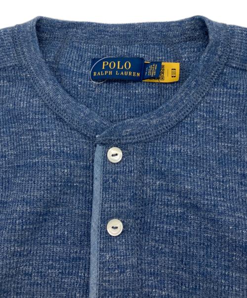 POLO RALPH LAUREN（ポロ・ラルフローレン）POLO RALPH LAUREN (ポロ・ラルフローレン) コットン ヘンリーネック ドレス ワンピース ブルー サイズ:Sの古着・服飾アイテム