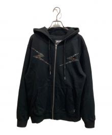 SUPPLIER（サプライヤー）の古着「Lightning Rhinestone Zip Hoodie/ジップパーカー」｜ブラック