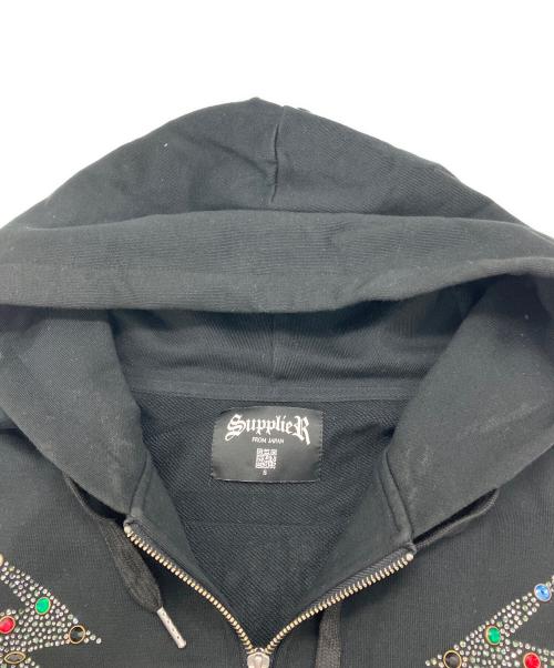 SUPPLIER（サプライヤー）SUPPLIER (サプライヤー) Lightning Rhinestone Zip Hoodie/ジップパーカー ブラック サイズ:Sの古着・服飾アイテム