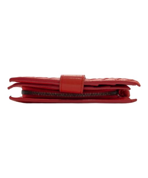 BOTTEGA VENETA（ボッテガベネタ）BOTTEGA VENETA (ボッテガベネタ) イントレチャート2つ折り財布 レッドの古着・服飾アイテム