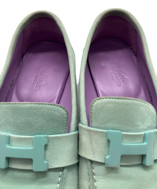 HERMES（エルメス）HERMES (エルメス) ロワイヤル スエード ローファー スカイブルー サイズ:size24cmの古着・服飾アイテム