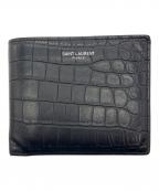 Saint Laurent Parisサンローランパリ）の古着「イーストウエスト ウォレット クロコダイルエンボス ２つ折り財布」｜ブラック