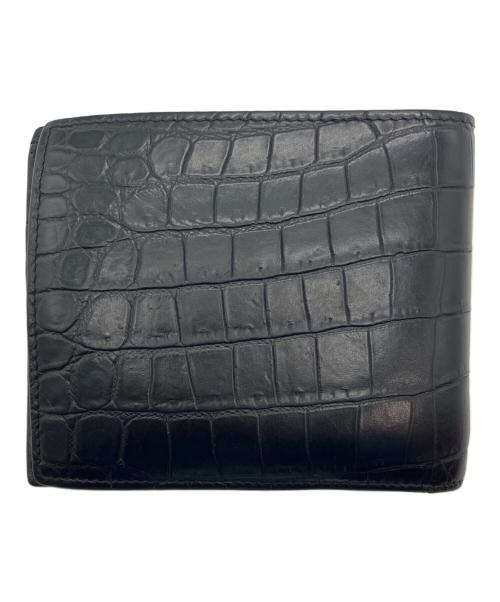 Saint Laurent Paris（サンローランパリ）Saint Laurent Paris (サンローランパリ) イーストウエスト ウォレット クロコダイルエンボス ２つ折り財布 ブラックの古着・服飾アイテム