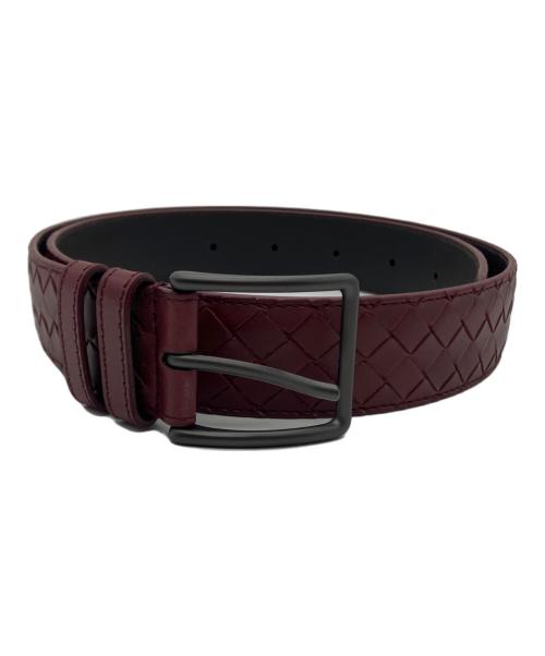 BOTTEGA VENETA（ボッテガベネタ）BOTTEGA VENETA (ボッテガベネタ) イントレチャート レザーベルト ワインレッドの古着・服飾アイテム