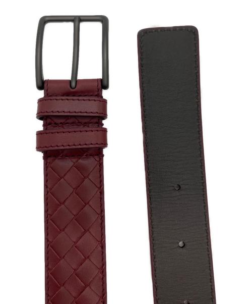 BOTTEGA VENETA（ボッテガベネタ）BOTTEGA VENETA (ボッテガベネタ) イントレチャート レザーベルト ワインレッドの古着・服飾アイテム