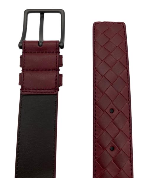 BOTTEGA VENETA（ボッテガベネタ）BOTTEGA VENETA (ボッテガベネタ) イントレチャート レザーベルト ワインレッドの古着・服飾アイテム