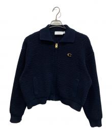 COACH（コーチ）の古着「Zip Front Cardigan カーディガン」｜ネイビー