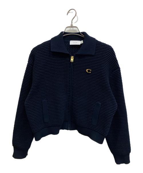 COACH（コーチ）COACH (コーチ) Zip Front Cardigan カーディガン ネイビー サイズ:Mの古着・服飾アイテム