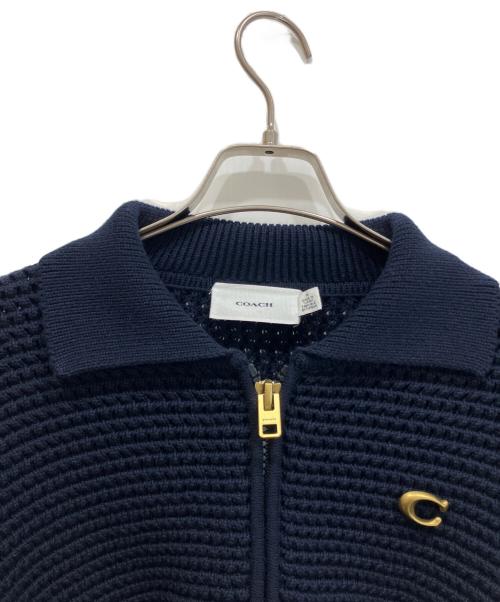 COACH（コーチ）COACH (コーチ) Zip Front Cardigan カーディガン ネイビー サイズ:Mの古着・服飾アイテム