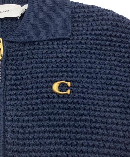 COACH（コーチ）COACH (コーチ) Zip Front Cardigan カーディガン ネイビー サイズ:Mの古着・服飾アイテム