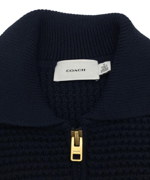 COACH（コーチ）COACH (コーチ) Zip Front Cardigan カーディガン ネイビー サイズ:Mの古着・服飾アイテム