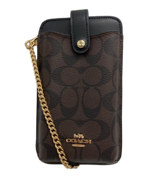 COACH（コーチ）COACH (コーチ) シグネチャー スマホポーチ ブラウンの古着・服飾アイテム