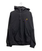 Carhartt WIPカーハート ワーク イン プログレス）の古着「HOODED AMERICAN SCRIPT SWEAT パーカー」｜ブラック