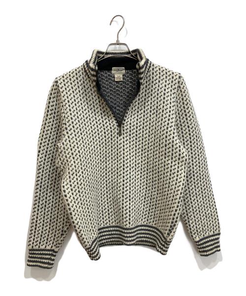 L.L.Bean（エルエルビーン）L.L.Bean (エルエルビーン) バーズアイ ハーフジップウールニットセーター アイボリー×グレー サイズ:Sの古着・服飾アイテム