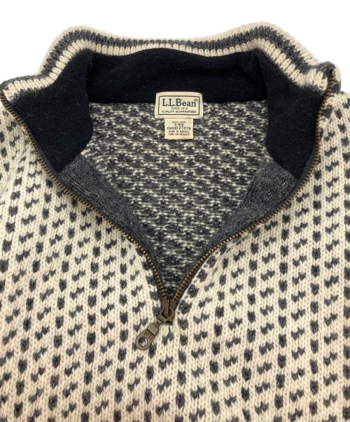 L.L.Bean（エルエルビーン）L.L.Bean (エルエルビーン) バーズアイ ハーフジップウールニットセーター アイボリー×グレー サイズ:Sの古着・服飾アイテム