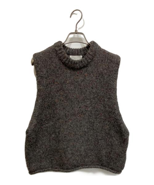 KAGURE（カグレ）kagure (カグレ) カラーネップアルパカニットベスト グレー×レッド サイズ:Freeの古着・服飾アイテム
