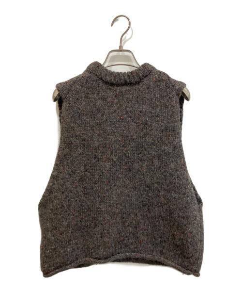 KAGURE（カグレ）kagure (カグレ) カラーネップアルパカニットベスト グレー×レッド サイズ:Freeの古着・服飾アイテム