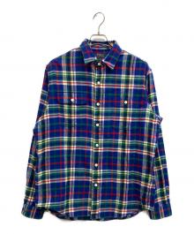POLO RALPH LAUREN（ポロ・ラルフローレン）の古着「プラッド フランネル ワークシャツ」｜ブルー×イエロー