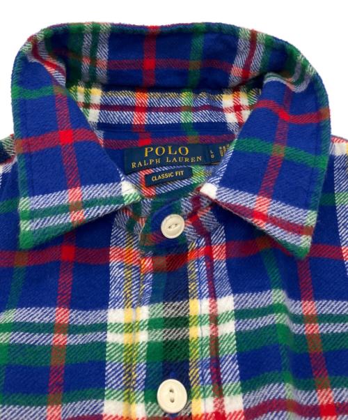 POLO RALPH LAUREN（ポロ・ラルフローレン）POLO RALPH LAUREN (ポロ・ラルフローレン) プラッド フランネル ワークシャツ ブルー×イエロー サイズ:Lの古着・服飾アイテム