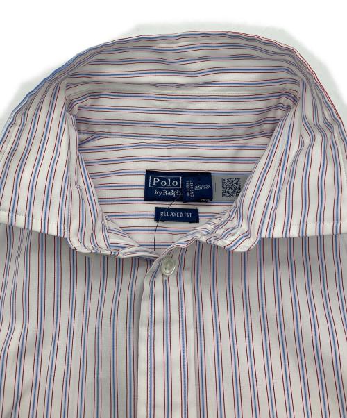POLO RALPH LAUREN（ポロ・ラルフローレン）POLO RALPH LAUREN (ポロ・ラルフローレン) ストライプド コットン シャツ ホワイト サイズ:Mの古着・服飾アイテム