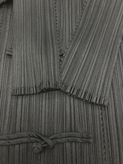 PLEATS PLEASE（プリーツプリーズ）PLEATS PLEASE (プリーツプリーズ) チャイナ釦デザインプリーツブラウス ブラック サイズ:3の古着・服飾アイテム