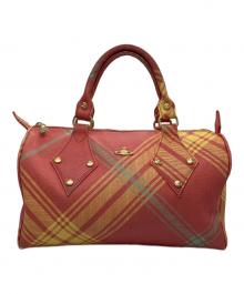 Vivienne Westwood（ヴィヴィアンウエストウッド）の古着「タータンチェック柄ダービーボストンバッグ」｜オレンジ