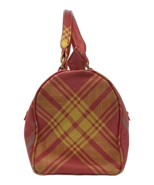 Vivienne Westwood（ヴィヴィアンウエストウッド）Vivienne Westwood (ヴィヴィアンウエストウッド) タータンチェック柄ダービーボストンバッグ オレンジの古着・服飾アイテム