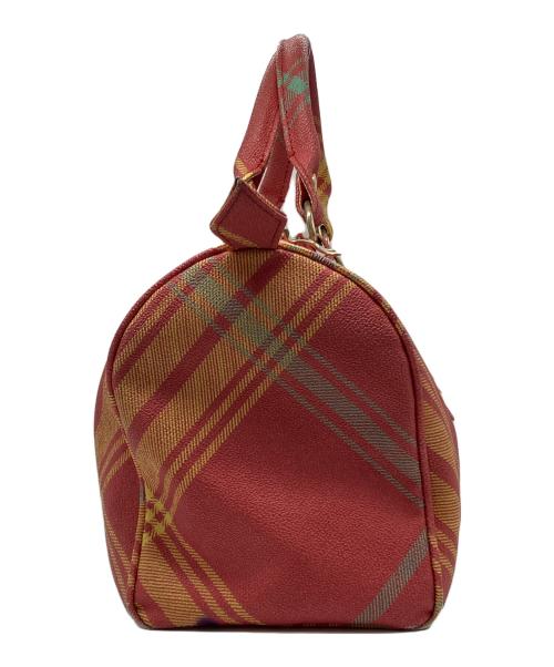 Vivienne Westwood（ヴィヴィアンウエストウッド）Vivienne Westwood (ヴィヴィアンウエストウッド) タータンチェック柄ダービーボストンバッグ オレンジの古着・服飾アイテム