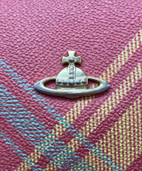 Vivienne Westwood（ヴィヴィアンウエストウッド）Vivienne Westwood (ヴィヴィアンウエストウッド) タータンチェック柄ダービーボストンバッグ オレンジの古着・服飾アイテム