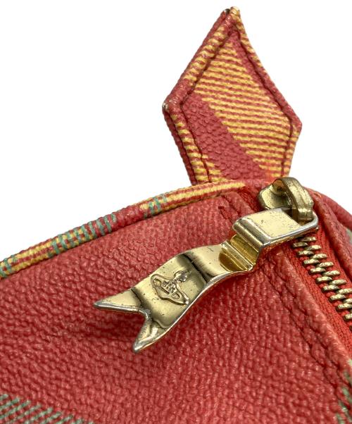 Vivienne Westwood（ヴィヴィアンウエストウッド）Vivienne Westwood (ヴィヴィアンウエストウッド) タータンチェック柄ダービーボストンバッグ オレンジの古着・服飾アイテム