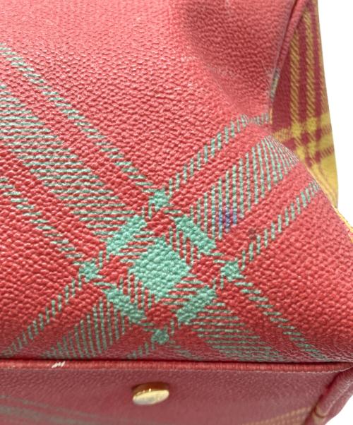 Vivienne Westwood（ヴィヴィアンウエストウッド）Vivienne Westwood (ヴィヴィアンウエストウッド) タータンチェック柄ダービーボストンバッグ オレンジの古着・服飾アイテム